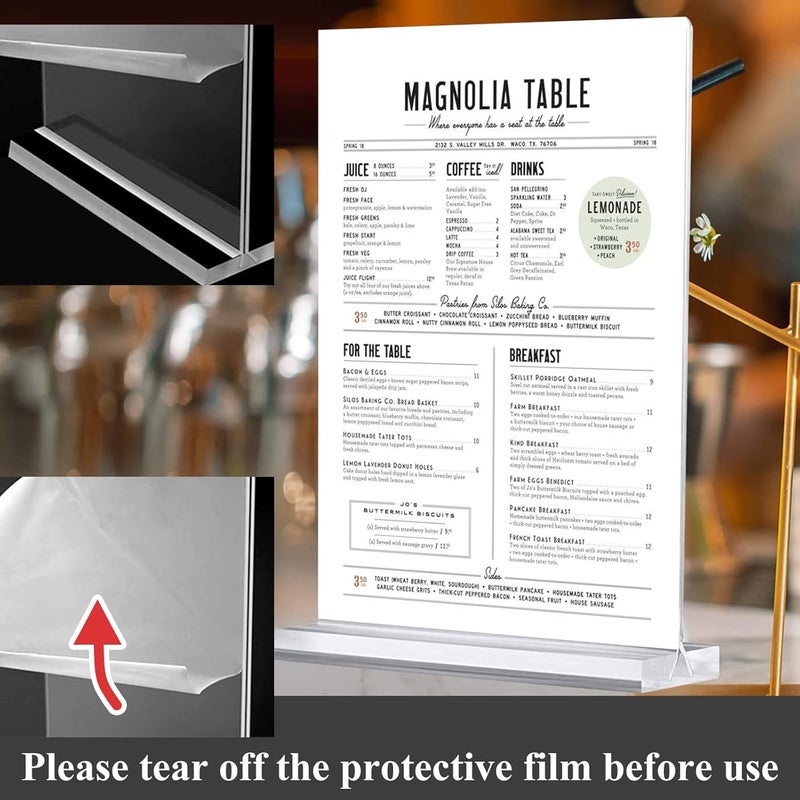 Arrobust 8.5x11 Acrylic Sign Holder 3 Pack Vertical Clear Table Menu Signs Holder, - Image 2